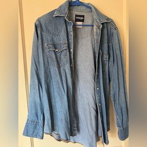 Wrangler Vintage Blue Denim Snap-Front Shirt
